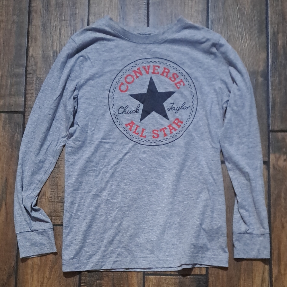 Converse Kids Long Sleeve Gray Tee with Red Logo